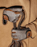 16C (Sixteen Cypress) Riding Gloves, Herringbone & Cognac