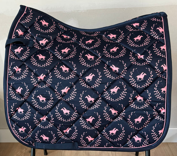 HKM Classic Polo Allover Dressage Saddle Pad - Deep Blue