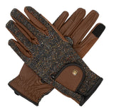 16C (Sixteen Cypress) Riding Gloves, Herringbone & Cognac