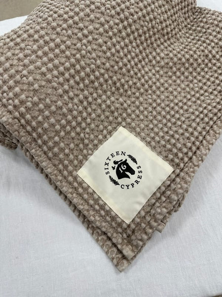 16C (Sixteen Cypress) Cotton Waffle Horse Drying Towel, Sand